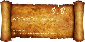 Vásári Benke névjegykártya